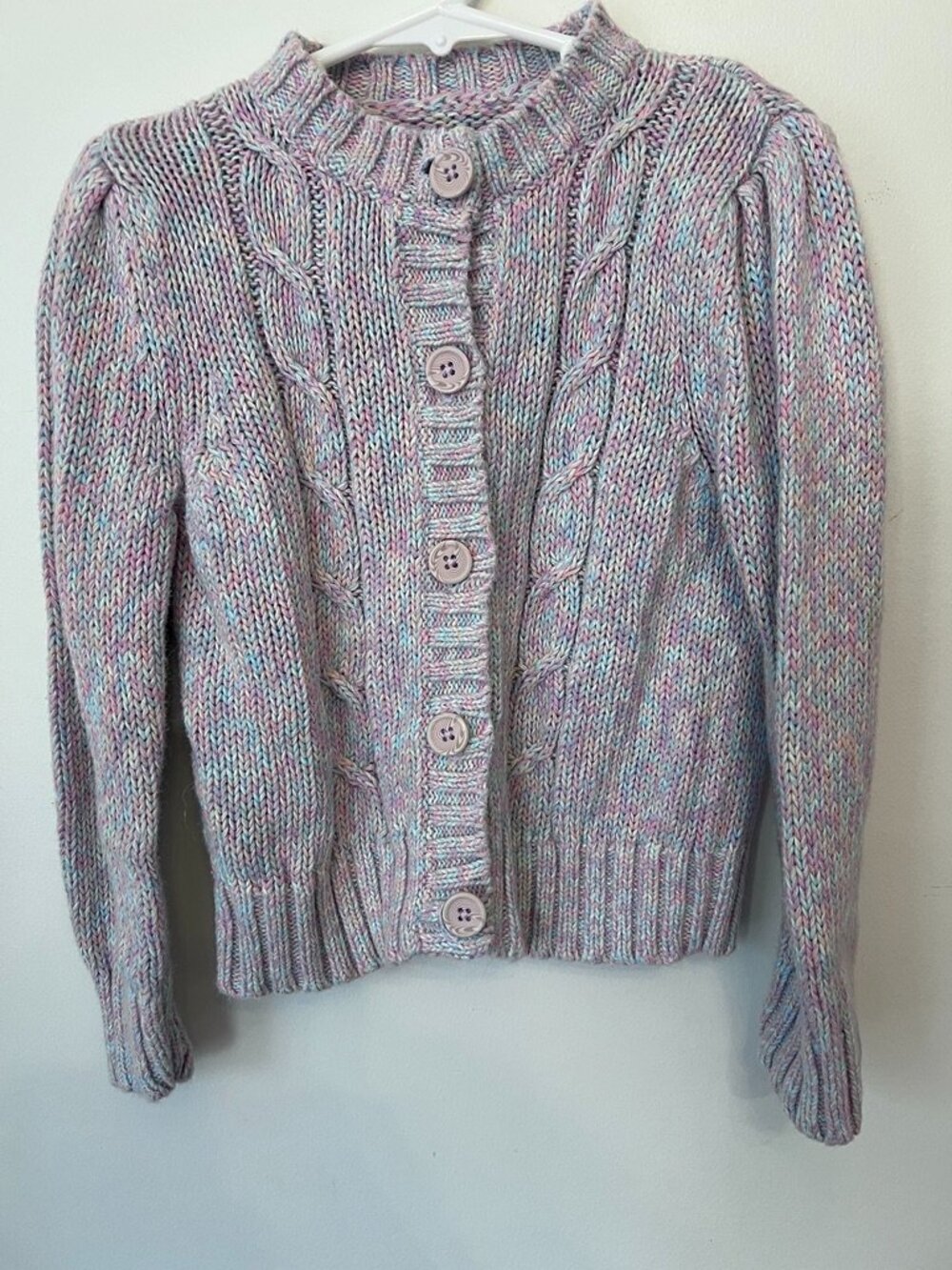Cherokee Toddler Girls Pastel Space Dye Cable Knit Cardigan 5T